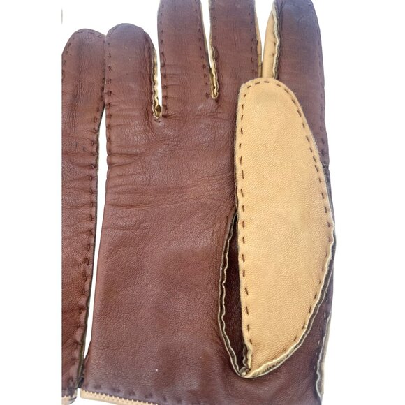 Vintage Leather Perforated Driving Gloves Hand Crafted Hand-stitched S/M - Picture 8 of 8